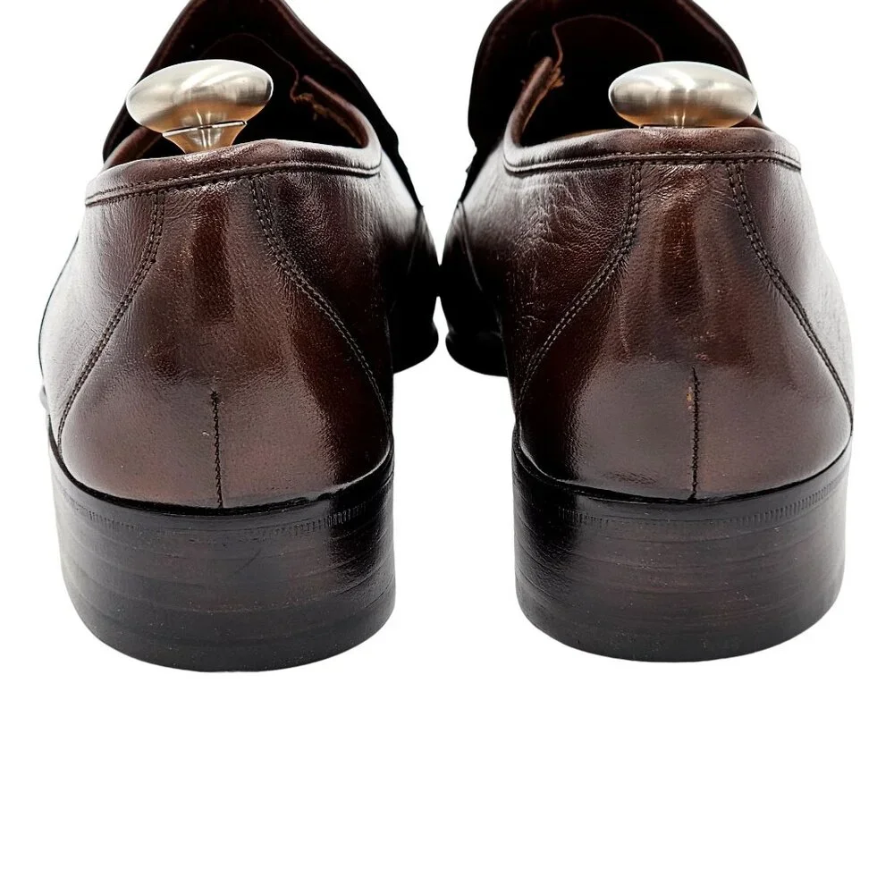 NEW Vintage Bally Men's size 6.5E Brown Calfskin Leather Dress Shoes Bit Loafers - Picture 9 of 15